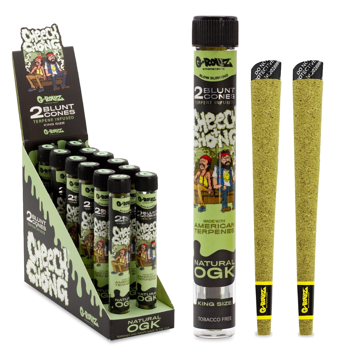 G-Rollz - Cheech & Chong(TM)- Natural OGK - Terpene Infused Cones - 12er Display