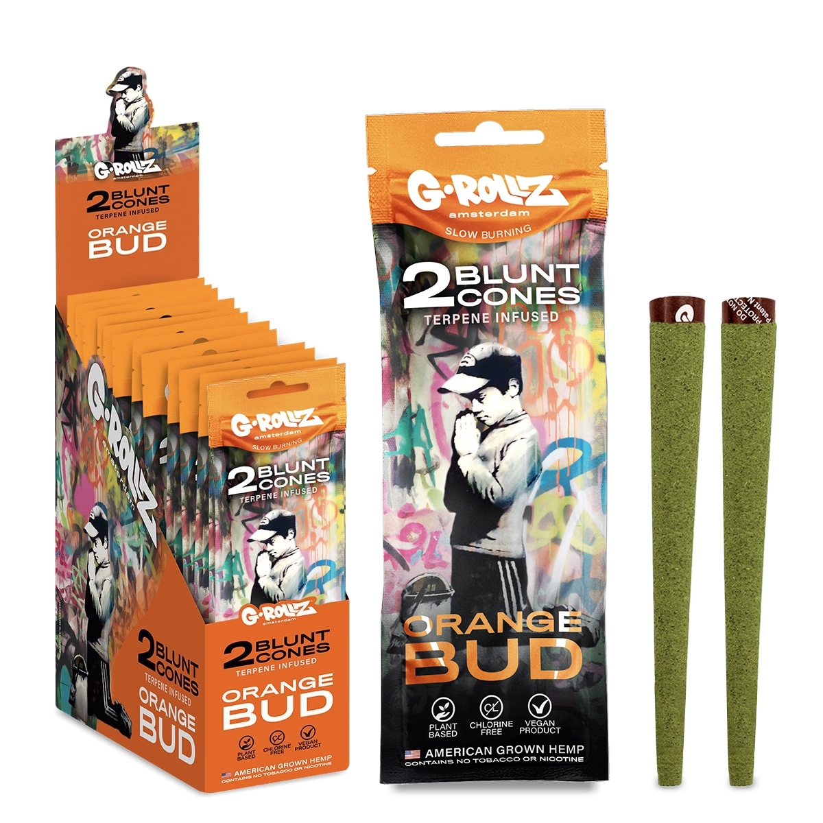 G-Rollz - Banksy's Graffiti - Orange Bud - Terpene Infused Cones (Bag) - 12er Display
